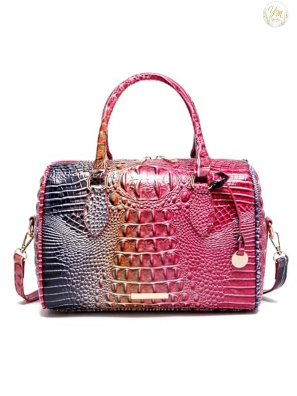 Women's Crocodile-Embossed Vegan Leather Satchel Top Handle Shoulder Purse